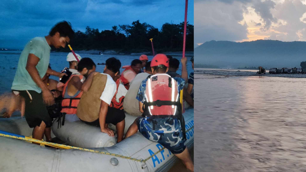 बाँध फुटेर नारायणी नदीको बीच भागमा फसेका २२ जनाको सकुशल उद्धार